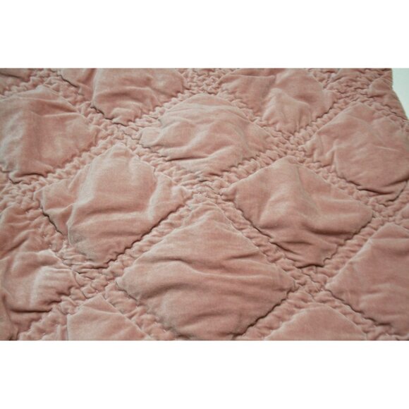 Grandin Road 2 Nora Blush Pink Velvet Quilted Euro Shams Glam Romantic Princess - Picture 3 of 7